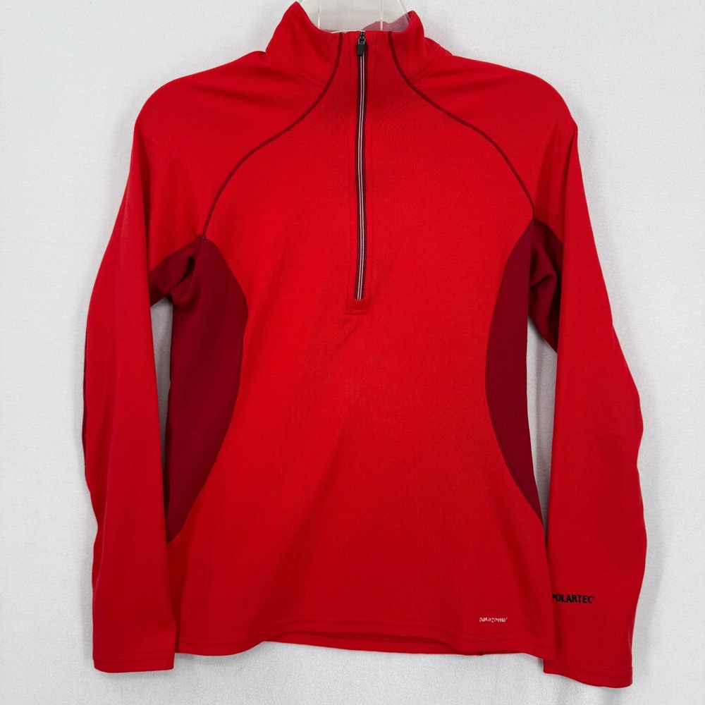 Patagonia Capilene 3 Polartec 1/4 Zip Shirt Top Red Womens Small‎ Midweight